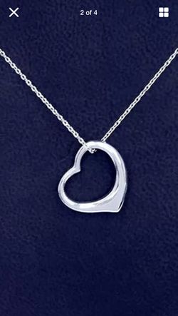 925 Sterling Silver Heart Charm Pendant. Women 18” chain necklace. Genuine Real!