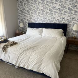 King Blue Velvet Bed frame 