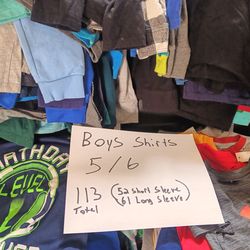$30 for 113 Boys Shirts: size 5/6 long & short sleeves