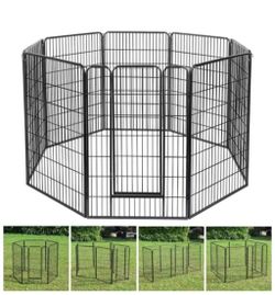 Heavy Duty Dog Playpen 8-Panel Pet Gate Crate Kennel Cage Fence Pen - Pet Supply