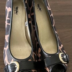 Mossimo Brown Black Leopard Animal Print Platform High Heel Shoes Women Size 8.5