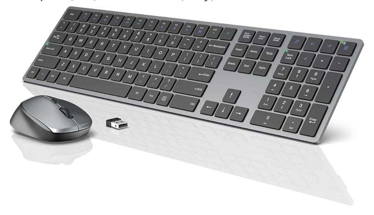 Wireless Keyboard and Mouse, Super Slim Keyboard, Silent Mouse