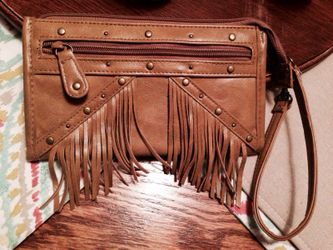 Real leather wristlet