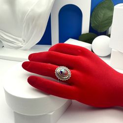 Vintage sterling silver ring American native Navajo inlay  size #5.5