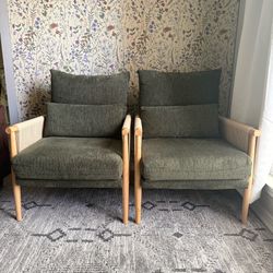 Chenille Accent Chair Armchair With Pillow x2