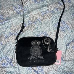 New Black Juicy Couture Purse Crossbody Bag Handbag Y2K Style Velour Liquorice