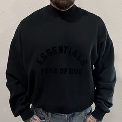 Fear of God Essentials Mock Neck / Kangaroo Pocket Crewneck - Size L - $60