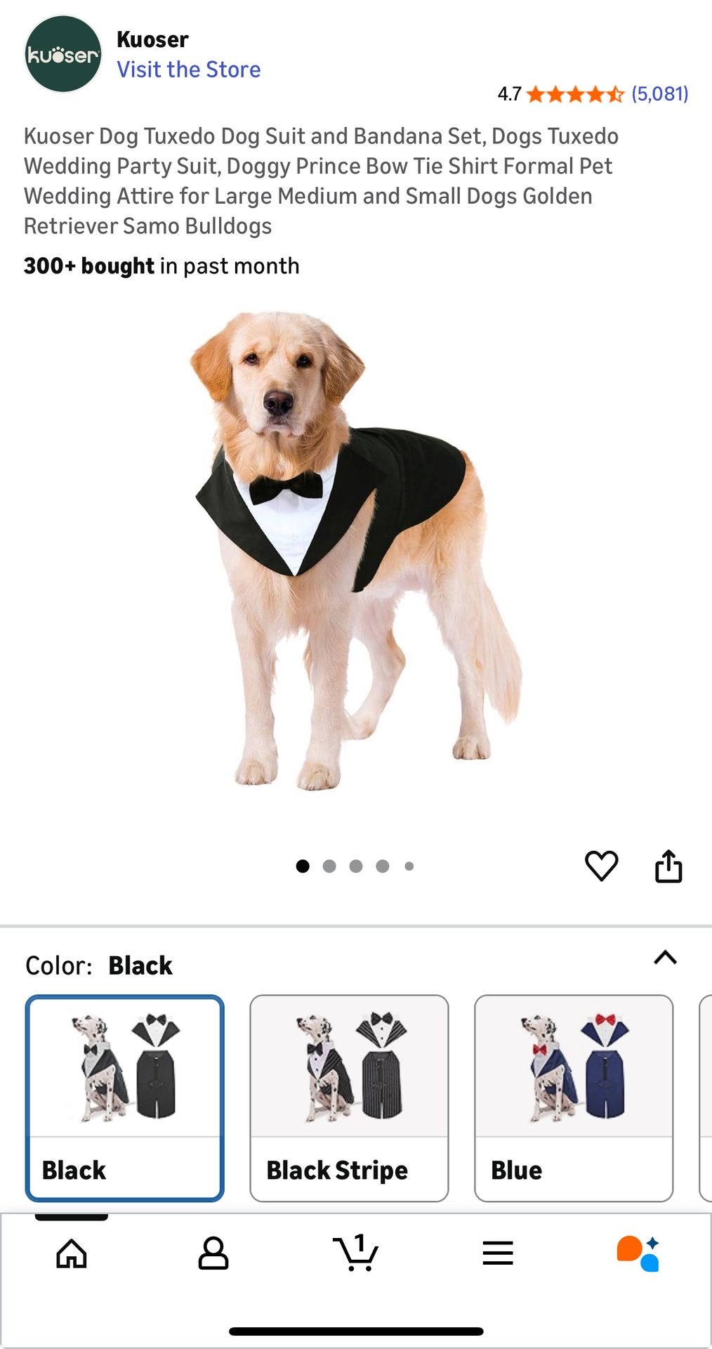 Kuoser Tuxedo Dog Suit and Bandana Set. Size: Extra Large