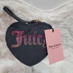 Juicy Couture Liquorice Ombre Velour Be Classic II Heart Zip Wallet Wristlet