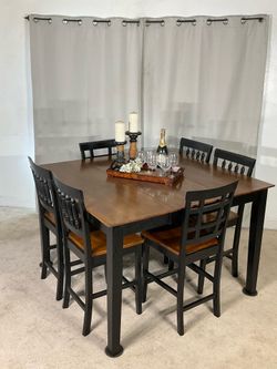 High Dining Table with Extension & 6 Chairs