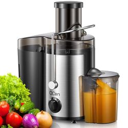 Qcen Juicer Machine, 500W Centrifugal Juicer Extractor with Wide Mouth 3” Feed Chute