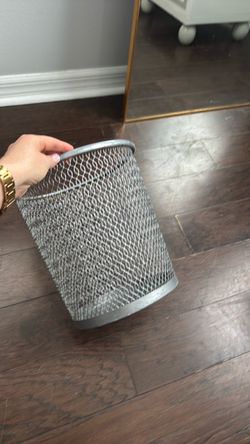 Silver Metal Mesh Waste Basket