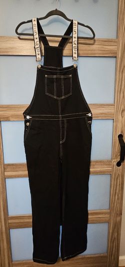 Delias Black Overalls With White Threading