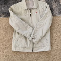 QuickSilver Khaki/Khaki Sherpa Jacket 12-14 Boys Medium
