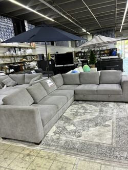 Lowell Grey Fabric Sectional Sleeper Sofa