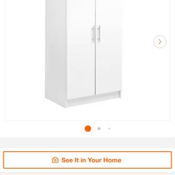 Elite 32 in. W x 65 in. H x 24.5 in. D 2-Shelf Engineered Wood Freestanding Cabinet Wardrobe Cabinet in White