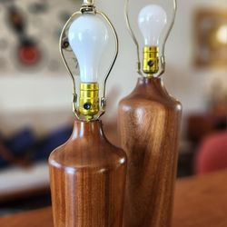 Vintage Mid Century Danish Teak Table Lamps