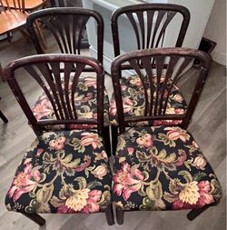 Set of 4 Vintage Wood Dining Chairs