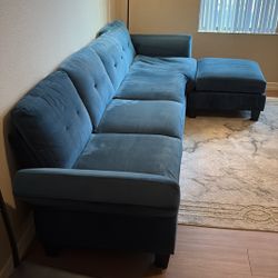 Belffin Convertible Sectional Couch Velvet L Shaped Sofa 4 Seat Sofa