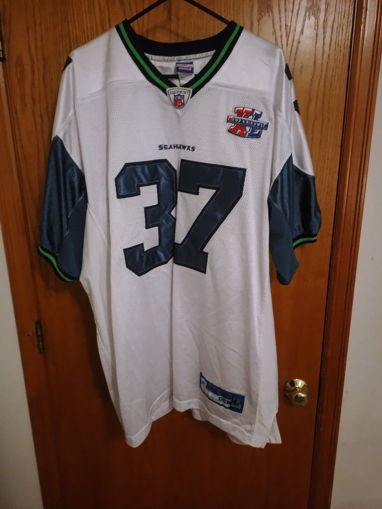Seahawks Jersey #37 Alexander, White Blue And Green Embroidered