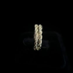 14K Solid Yellow Gold Rope/Twist Style Band Set 