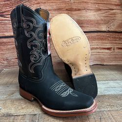 Men Western Cowboy Square Toe Boot Genuine Leather Bota Vaquera Rodeo Para Caballero