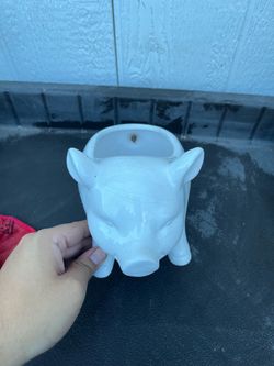 White Ceramic Pig Planter