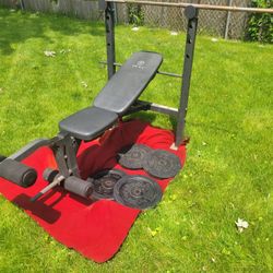 MARCY. BENCH WITH 100LBs OF 1" HOLE PLATES.  4-25s. 
6' STRAIGHT BAR WITH COLLARS 
11525 S HALSTED DUNKIN DONUTS/ 7111.S WESTERN WALGREENS 
115$  CASH