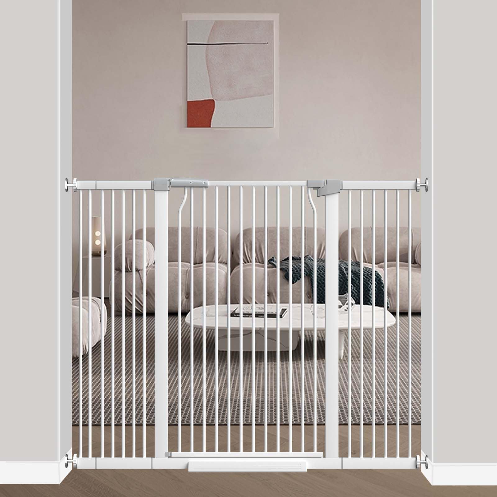 40.5" Extra Tall Baby Gate No Drill, 49.2"-54.7" Extra Wide Dog Gate Indoor, Pressure Mounted Safety Child Gate, Auto Close Pet Gate for Stairs Doorwa