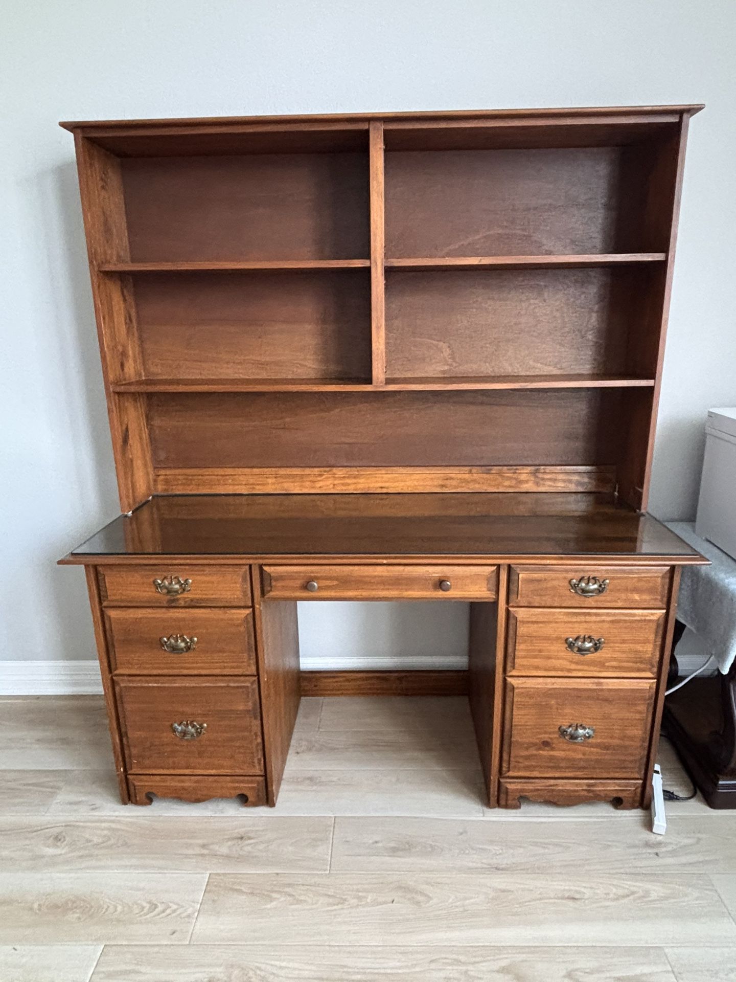 Desk with hutch And Drawers - Solid Wood