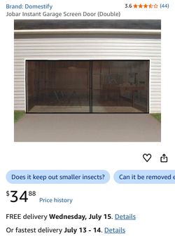 Jobar Instant Double Garage Door Screen 16ft - Magnetic