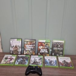 9 Xbox 360 Games And 1 Wireless Controller 