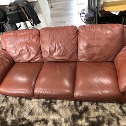 Natuzzi Italian Leather Couch / Arm Chair / Ottoman Combo