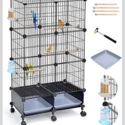 46-Inch Bird Cage, with Wooden Perches, Metal Parakeet Cage X(24)