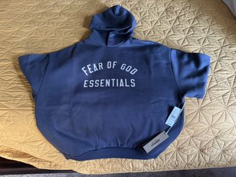 Fear of God Essentials Hoodie (2024) Marine With QR Code