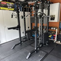 PRO SERIES Ultimate 3-1 Half Rack Functional Trainer w/Smith Machine Bar | 400lb Stack | Gym Equipment | Fitness | Commercial | Squat Rack 