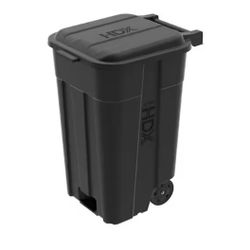 45 gal. Black Heavy Duty Outdoor Trash Can with Wheels and Attached Lid