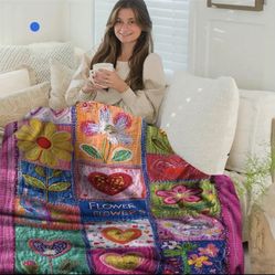 Colorful Embroidered Quilt – $10