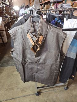 Brown Leather Vest with Sherpa Lining