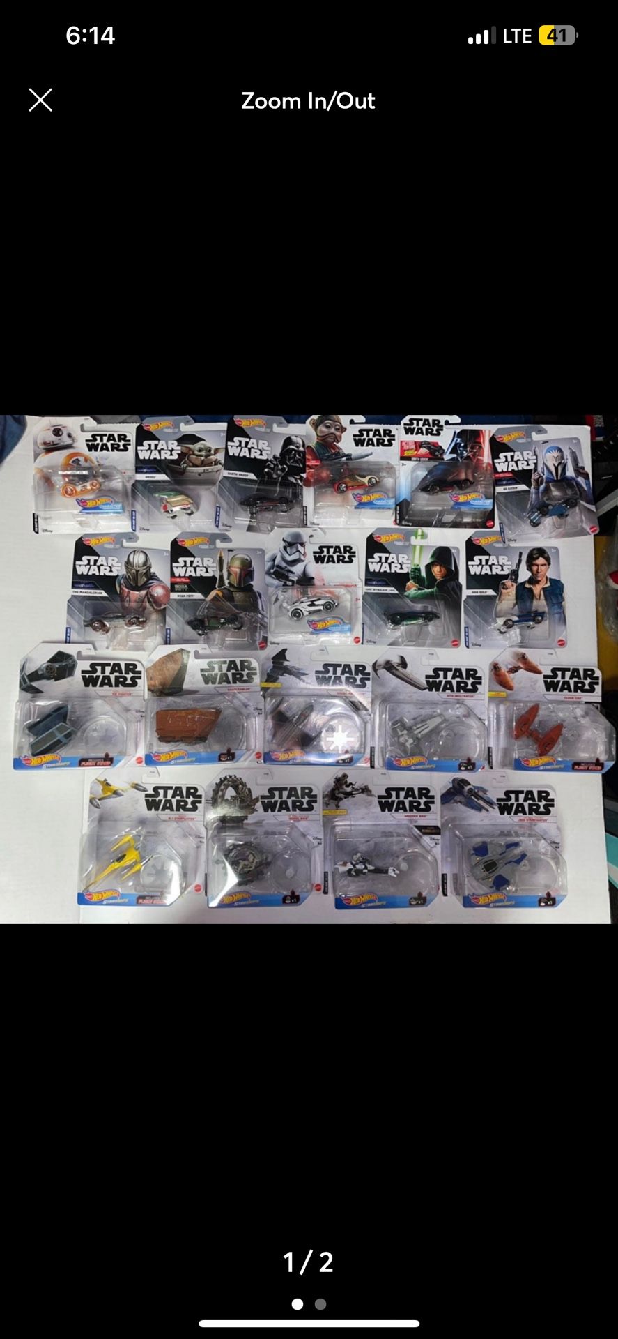 Hot Wheels Star Wars Character Cars LOT Of 20/ 2022 Release Boba Fett Grogu Solo