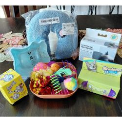 Cat Kitten (Brand New) Interactive Treat Dispensers Self Groom Brush Plush Pillow Food Dish Assorted Toys 