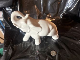White Ceramic Elephant Figurine