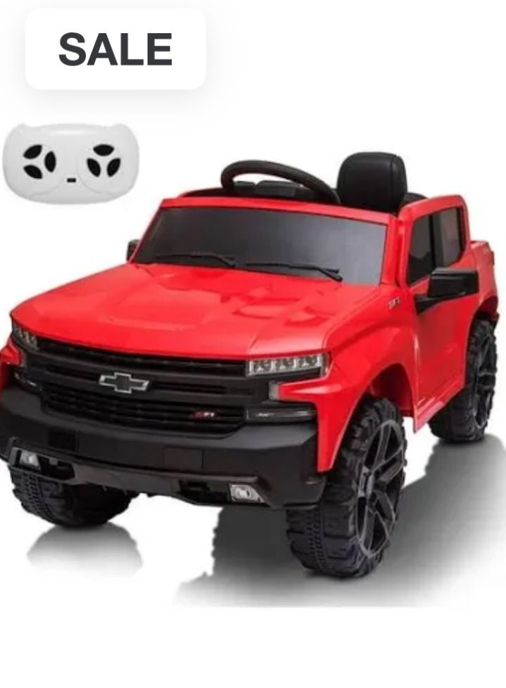 Kids Ride on Car with Remote Control, 12V Powered Wheels Licensed Chevrolet Silverado GMC Ride On Toddler Electric Vehicles for 3-8 Years, MP3,FM, Spr