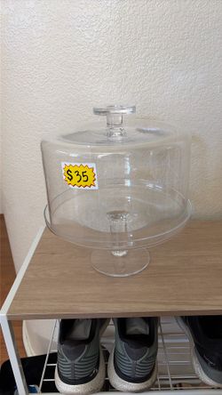 Crate & Barrel Glass Cake Stand with Dome