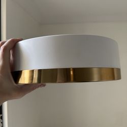 12 inch ceiling mount white and gold light fixture