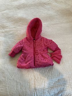 6/9 mos Rothschild Pink Hooded Jacket with Heart & Star Accents
