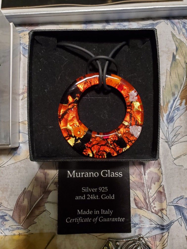 Moreno Glass Pendant On Woven Cord. New