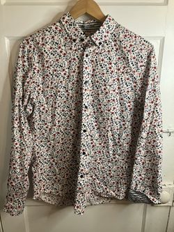 Denim And Flower Mens Button Up