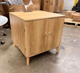 Fluted Square Nightstand with Charging Station