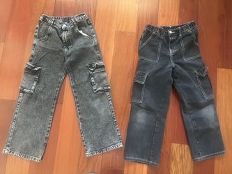 girls Black Cargo And Jeans Pants 9-10 Years Old